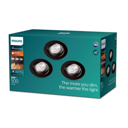 Philips - SET 3xLED Prigušiva ugradbena svjetiljka IMPALA Warm Glow LED/6W/230V 2200-2700K