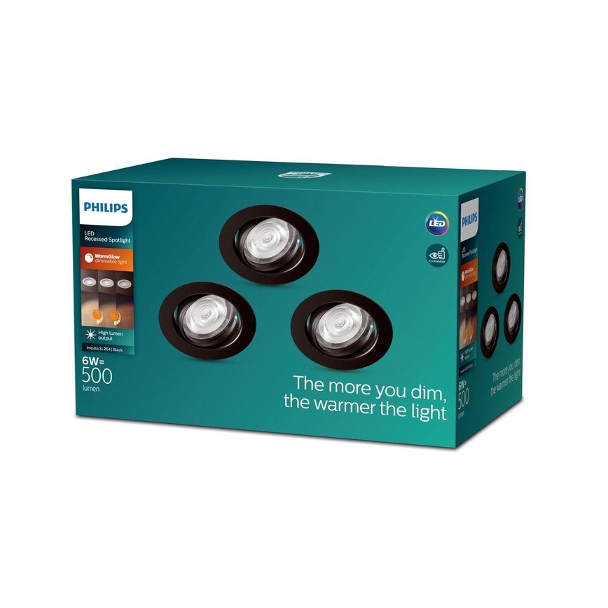 Philips - SET 3xLED Prigušiva ugradbena svjetiljka IMPALA Warm Glow LED/6W/230V 2200-2700K