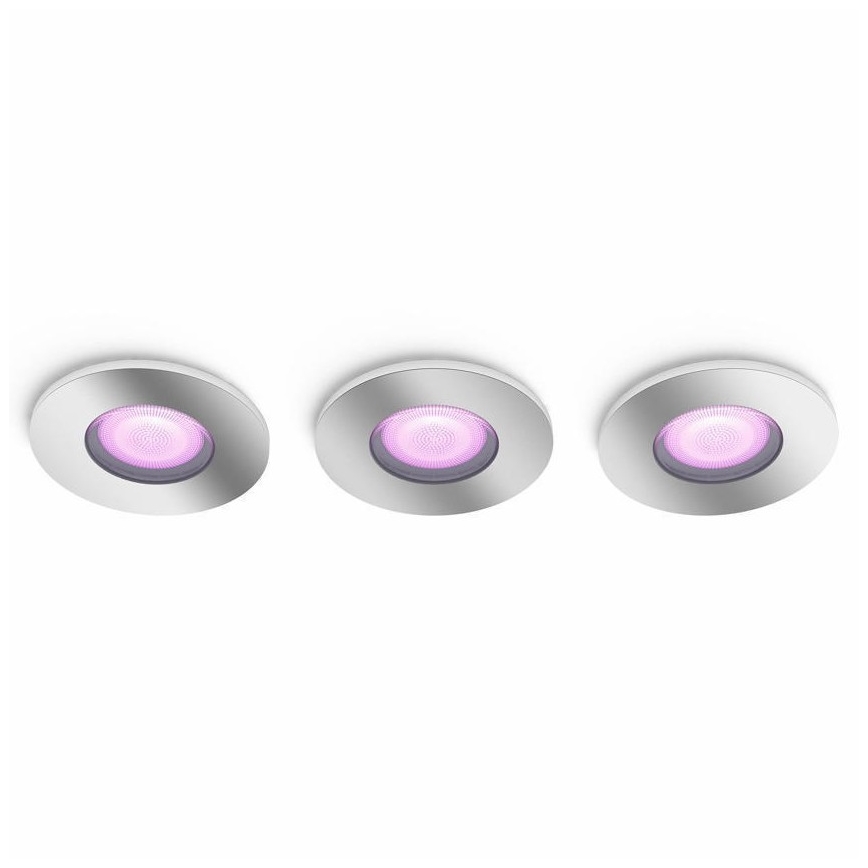 Philips - SET 3xLED RGB Prigušiva svjetiljka za kupaonicu Hue XAMENTO 1xGU10/5,7W/230V IP44 2000-6500K