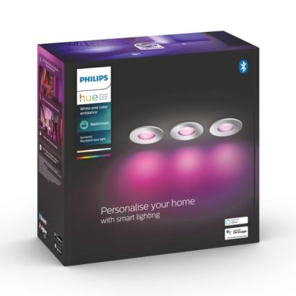 Philips - SET 3xLED RGB Prigušiva svjetiljka za kupaonicu Hue XAMENTO 1xGU10/5,7W/230V IP44 2000-6500K