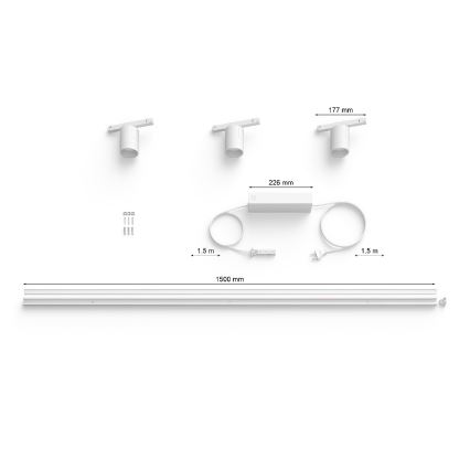 Philips - SET 3x LED RGB Prigušiva svjetiljka za tračni sustav Hue PERIFO LED RGB/15,6W/230V 2000-6500K