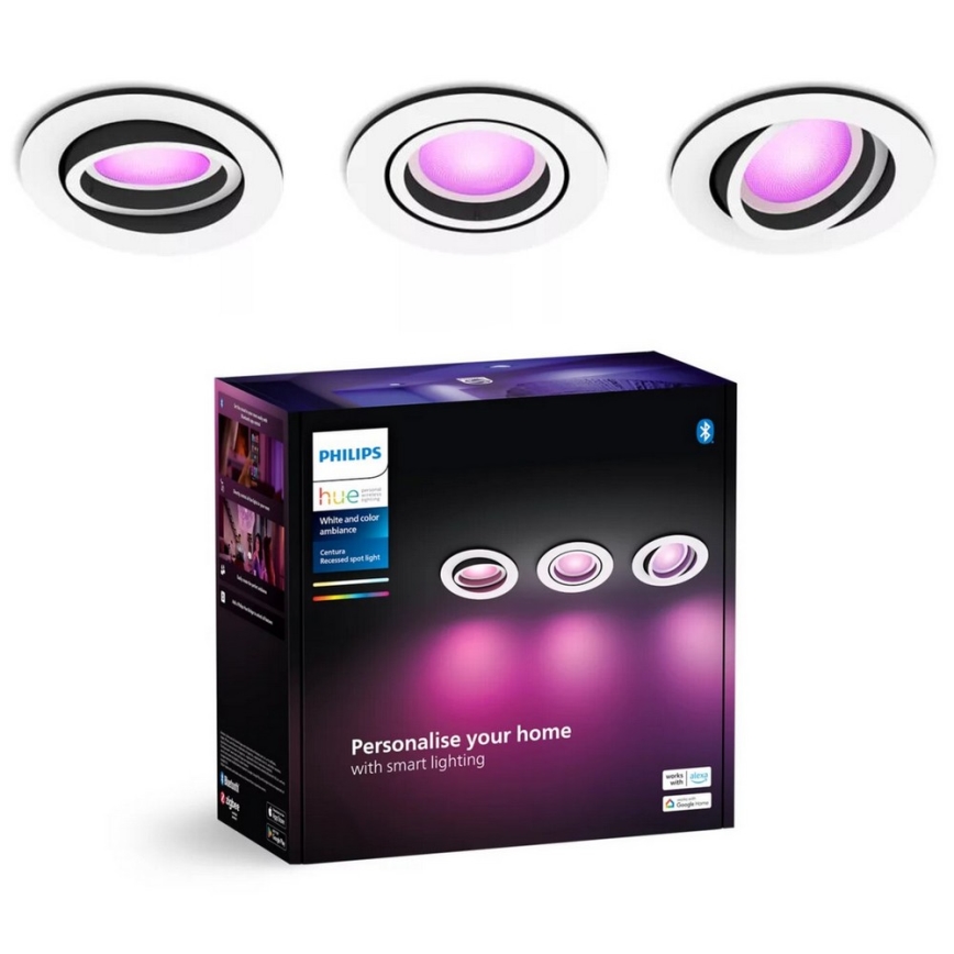 Philips - SET 3xLED RGBW Prigušiva ugradbena Hue CENTURA 1xGU10/4,2W/230V 2000-6500K