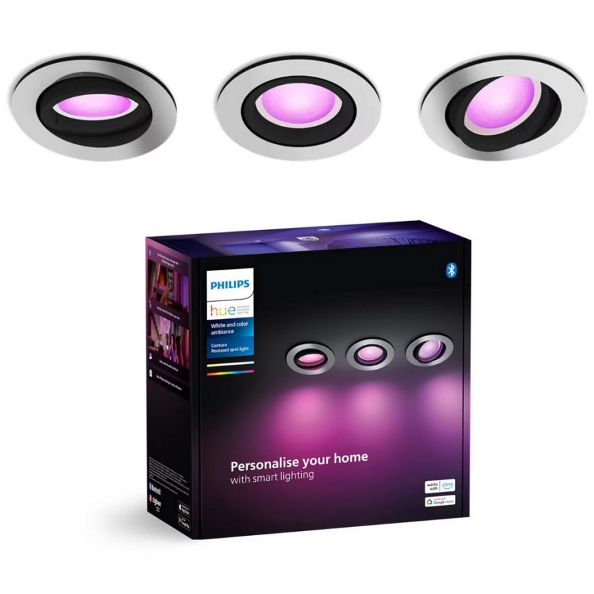 Philips - SET 3xLED RGBW Prigušiva ugradbena Hue CENTURA 1xGU10/4,2W/230V 2000-6500K