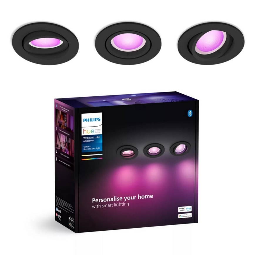 Philips - SET 3xLED RGBW Prigušiva ugradbena Hue CENTURA 1xGU10/4,2W/230V 2000-6500K
