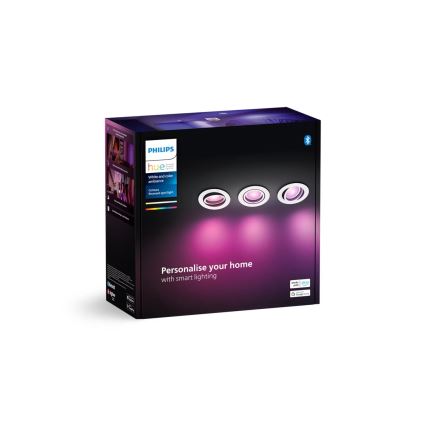 Philips - SET 3xLED RGBW Prigušiva ugradbena Hue CENTURA 1xGU10/4,2W/230V 2000-6500K