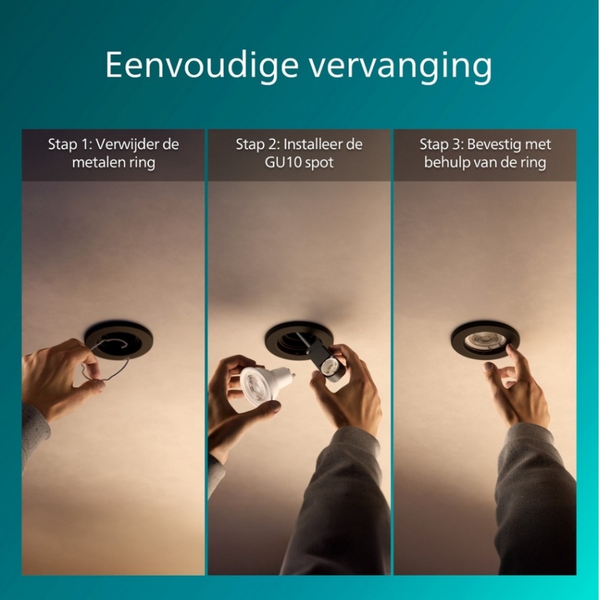 Philips - SET od 5 ugradnih svjetala PERIDOT 1xGU10/7W/230V crna