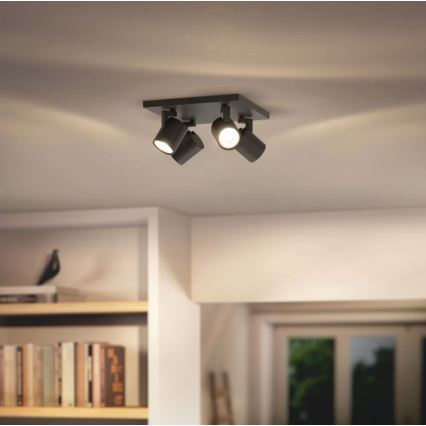 Philips - Stropna svjetiljka RUNNER 4xGU10/20W/230V crna