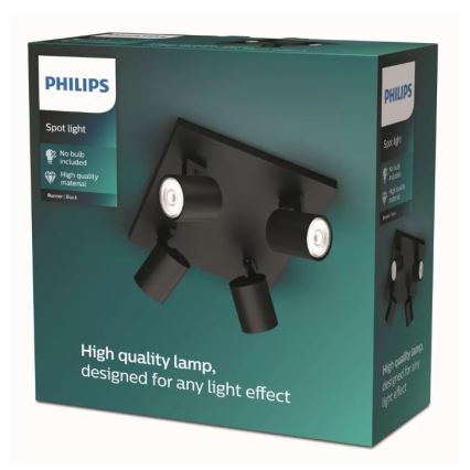 Philips - Stropna svjetiljka RUNNER 4xGU10/20W/230V crna