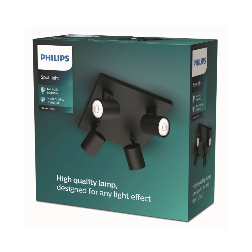 Philips - Stropna svjetiljka RUNNER 4xGU10/20W/230V crna