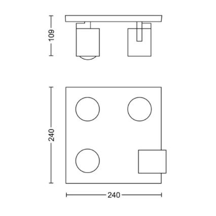Philips - Stropna svjetiljka RUNNER 4xGU10/20W/230V crna