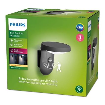 Philips - LED vanjsko zidno svjetlo sa senzorom LED/9W/230V 2700K IP44