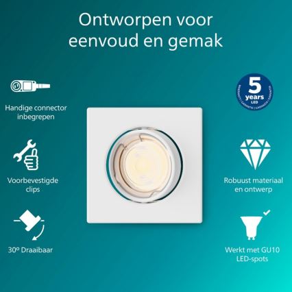 Philips - Ugradna stropna svjetiljka PERIDOT 1xGU10/7W/230V bijela