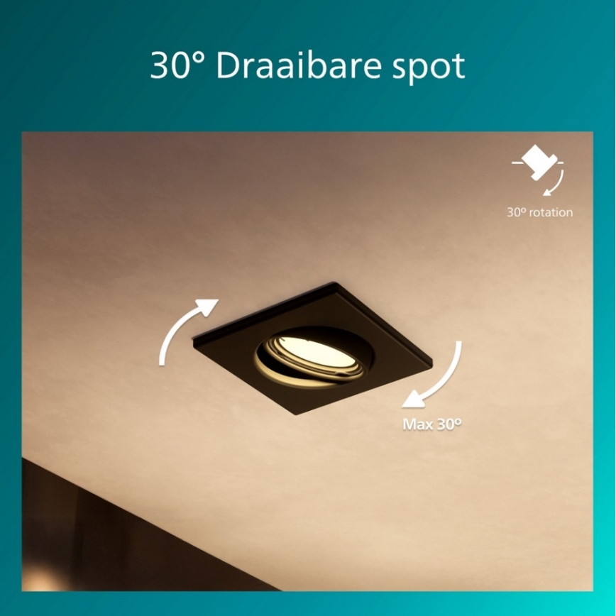 Philips - Ugradna stropna svjetiljka PERIDOT 1xGU10/7W/230V crna