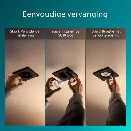 Philips - Ugradna stropna svjetiljka PERIDOT 1xGU10/7W/230V crna