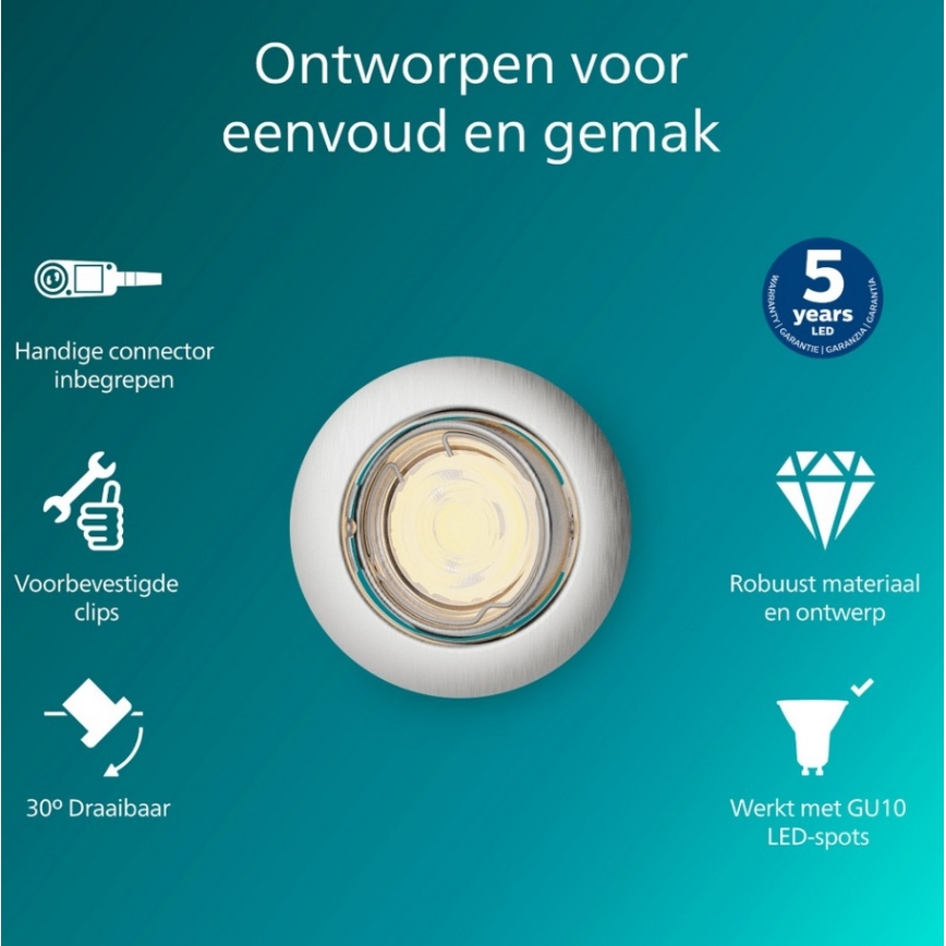 Philips - Ugradna svjetiljka PERIDOT 1xGU10/7W/230V srebrna