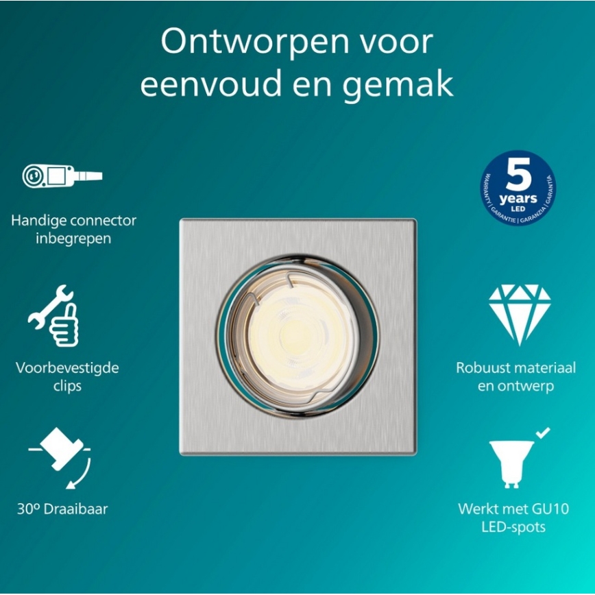 Philips - Ugradna svjetiljka PERIDOT 1xGU10/7W/230V srebrna