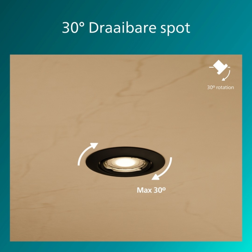 Philips - Ugradno stropno svjetlo PERIDOT 1xGU10/7W/230V crno