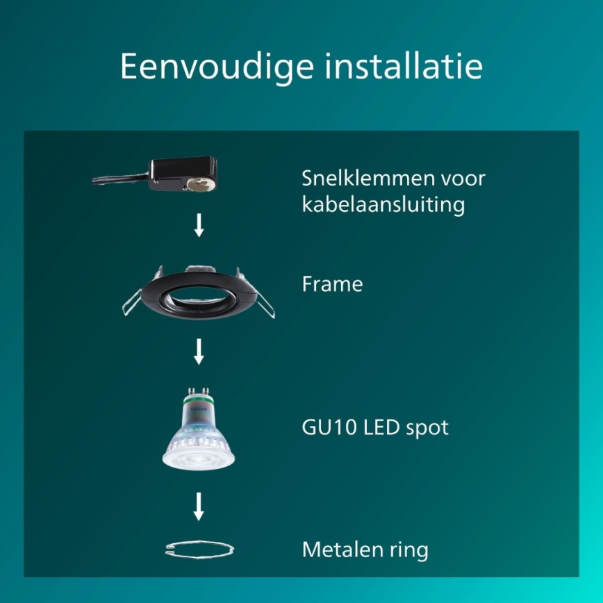 Philips - Ugradno stropno svjetlo PERIDOT 1xGU10/7W/230V crno