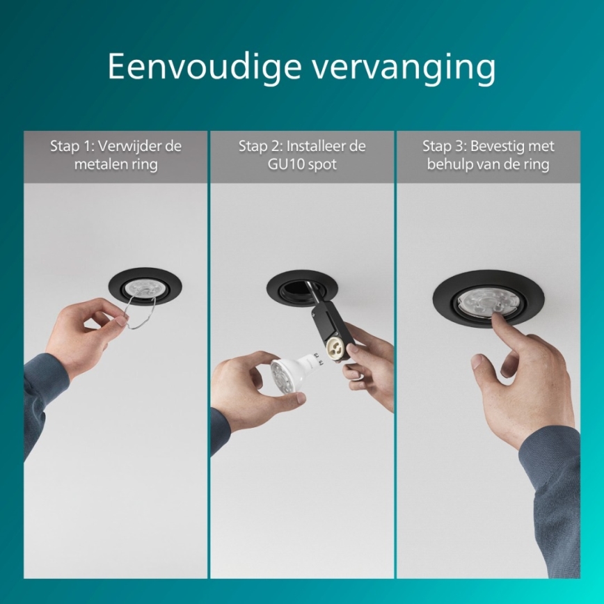 Philips - Ugradno stropno svjetlo PERIDOT 1xGU10/7W/230V crno