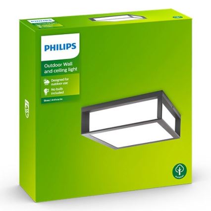 Philips - Vanjska stropna svjetlijka SKIES 2xE27/14W/230V IP44 antracit