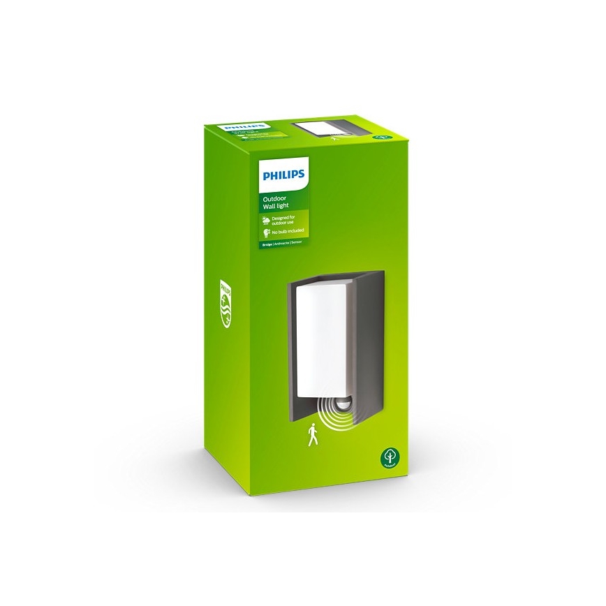 Philips - Vanjska zidna svjetiljka sa senzorom BRIDGE 1xE27/15W/230V IP44