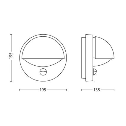 Philips - Vanjska zidna svjetiljka sa senzorom JUNE 1xE27/12W/230V IP44