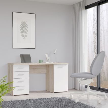 Pisaći stol ARENO, bijeli/sonoma hrast