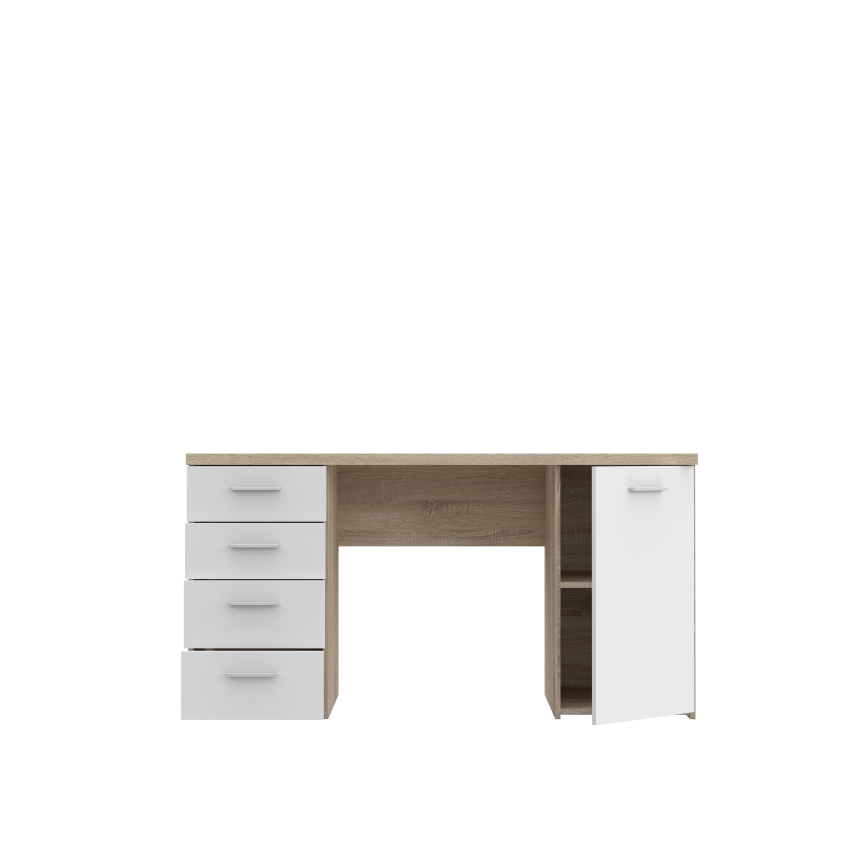 Pisaći stol ARENO, bijeli/sonoma hrast