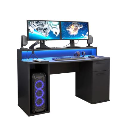 Pisaći stol IVAR s podsvjetljenjem, crni