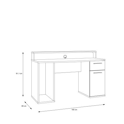 Pisaći stol IVAR s podsvjetljenjem, crni