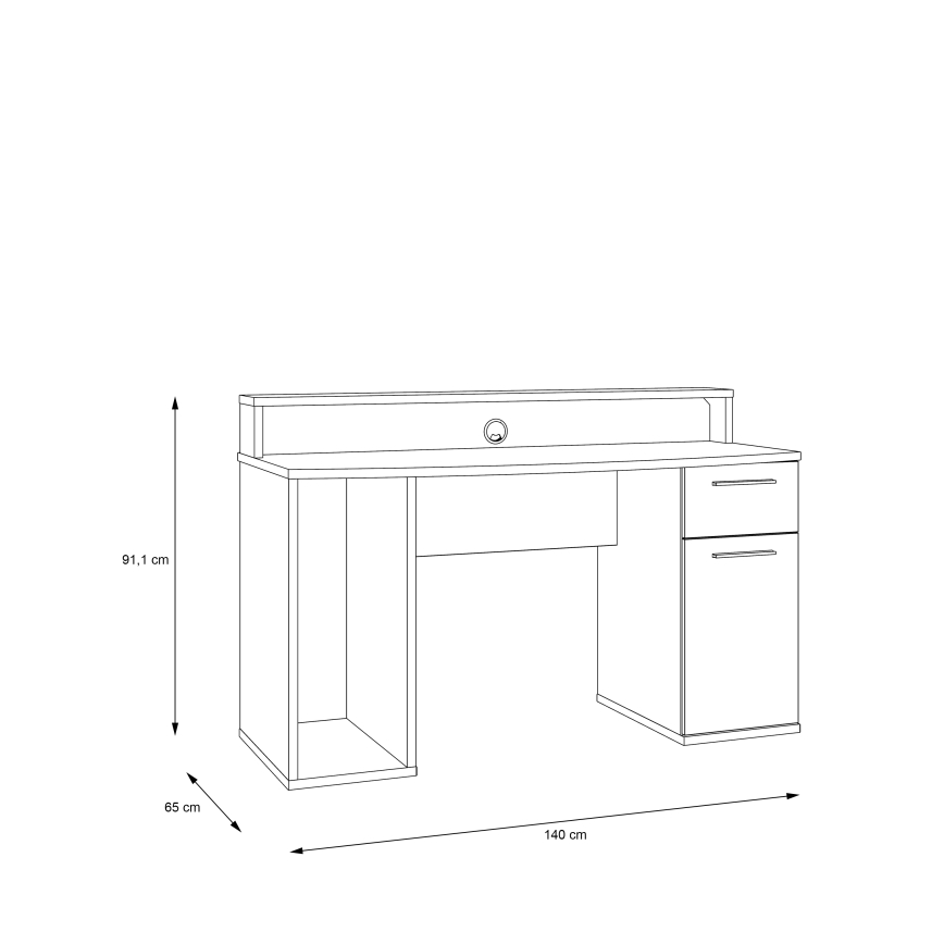 Pisaći stol IVAR s podsvjetljenjem, crni