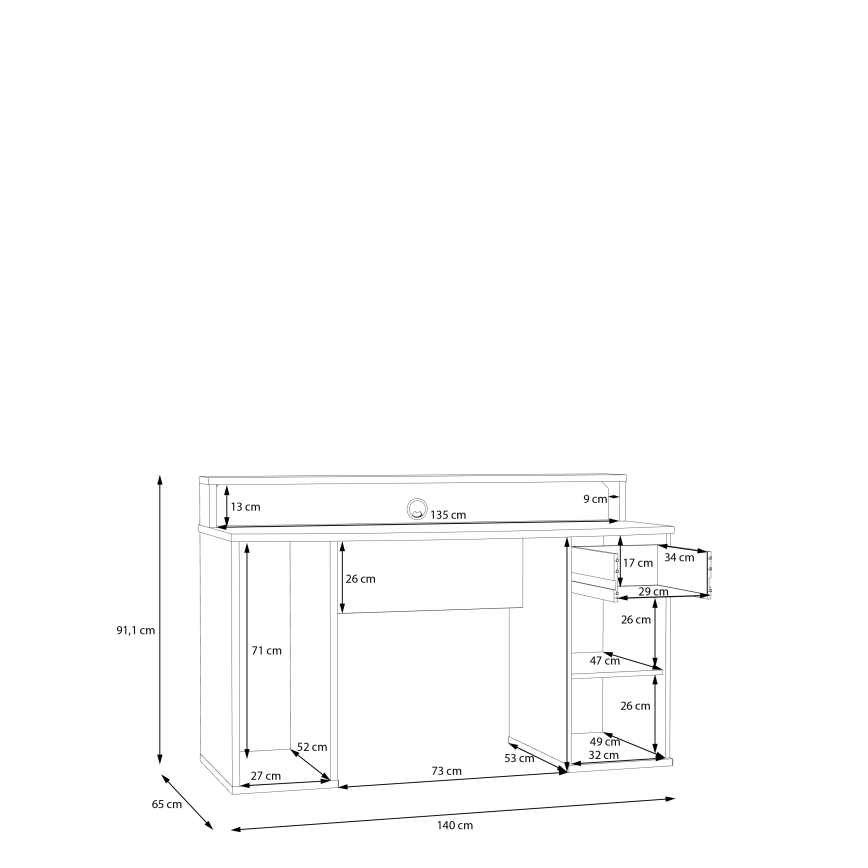 Pisaći stol IVAR s podsvjetljenjem, crni