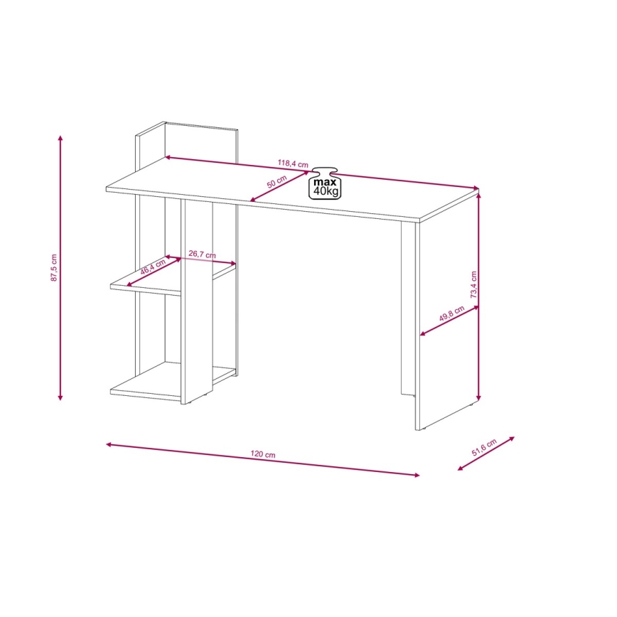 Pisaći stol MARLO hrast artisan/antracit