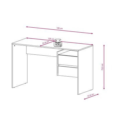 Pisaći stol s ladicama MARLO, betonsko-siva/bijela