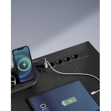 Pisaći stol s osvjetljenjem SOLEA-X smeđa/crna