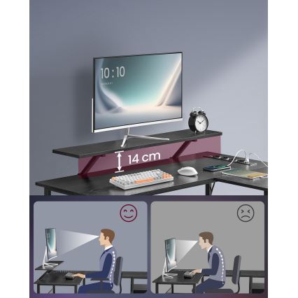 Pisaći stol s osvjetljenjem SOLEA-X smeđa/crna