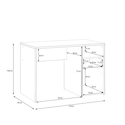 Pisaći stol URO, hrast artisan/bijela
