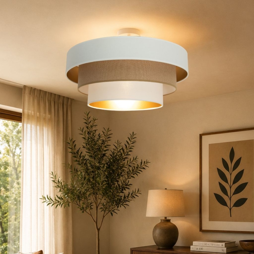 Plafonjera WENTA 1xE27/60W/230V Ø 50 cm bijela/smeđa