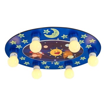 Plafonjera za djecu LUCCA 6xE27/24W/230V plava
