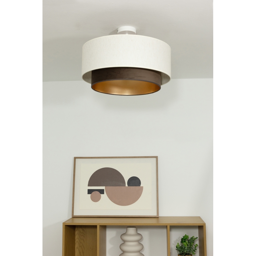 Plafonska svjetiljka NATIA 1xE27/60W/230V Ø 45 cm bijela/smeđa
