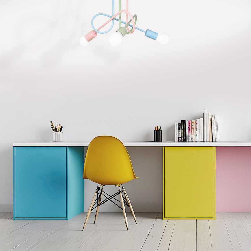 Plafonska svjetiljka OXFORD 3xE27/15W/230V zelena/ružičasta/plava