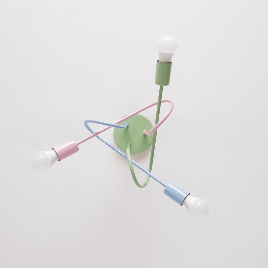 Plafonska svjetiljka OXFORD 3xE27/15W/230V zelena/ružičasta/plava