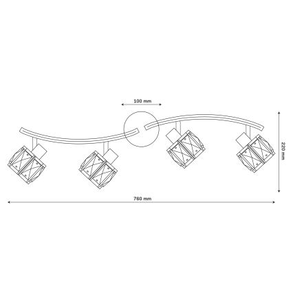 Plafonska svjetiljka ZAHARA 4xE27/10W/230V crna