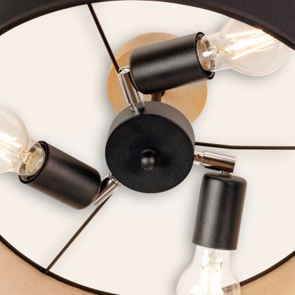 Plafonski luster ALBA 3xE27/15W/230V promjer 40 cm crna/smeđa