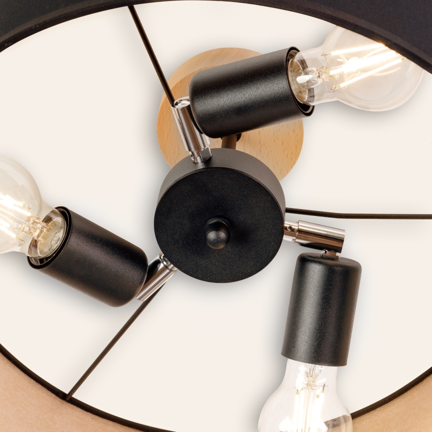 Plafonski luster ALBA 3xE27/15W/230V promjer 40 cm crna/smeđa