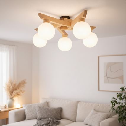 Plafonski luster ANTONIO 5xG9/5W/230V hrast/bijela