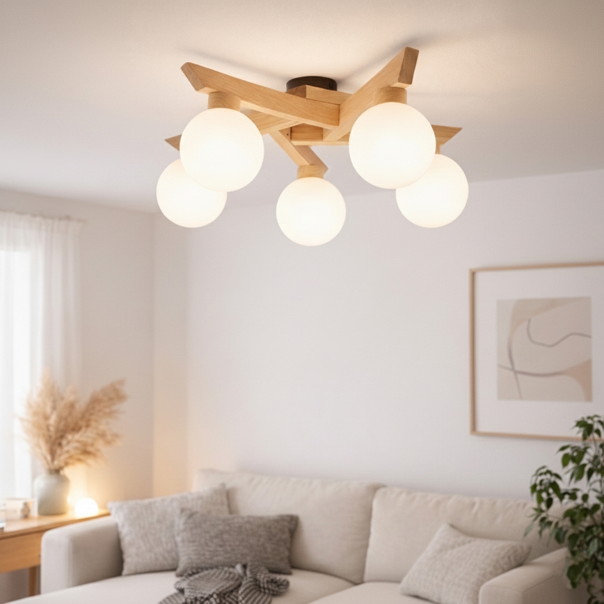 Plafonski luster ANTONIO 5xG9/5W/230V hrast/bijela