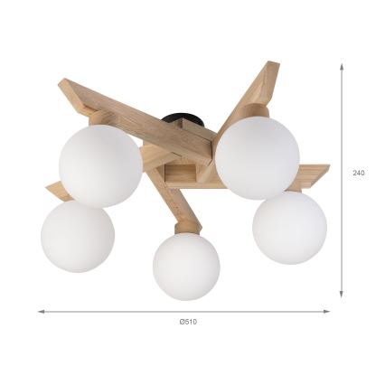 Plafonski luster ANTONIO 5xG9/5W/230V hrast/bijela