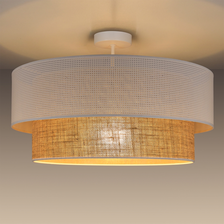 Plafonski luster BORHO 1xE27/60W/230V promjer 50 cm bijela/juta