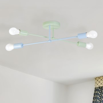 Plafonski luster CAMBRIDGE 4xE27/15W/230V zelena/plava